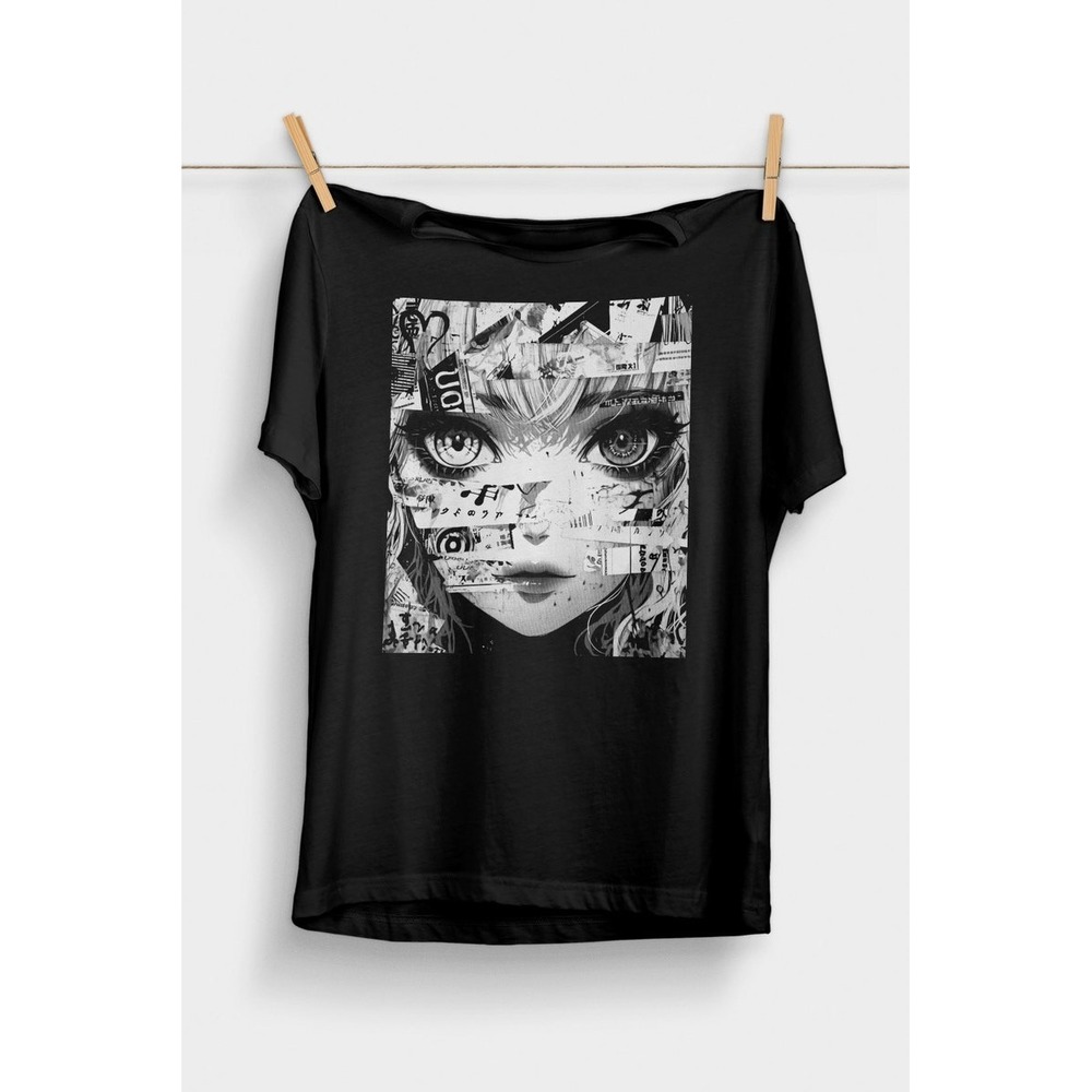 Men's Black Anime Graphic Tee